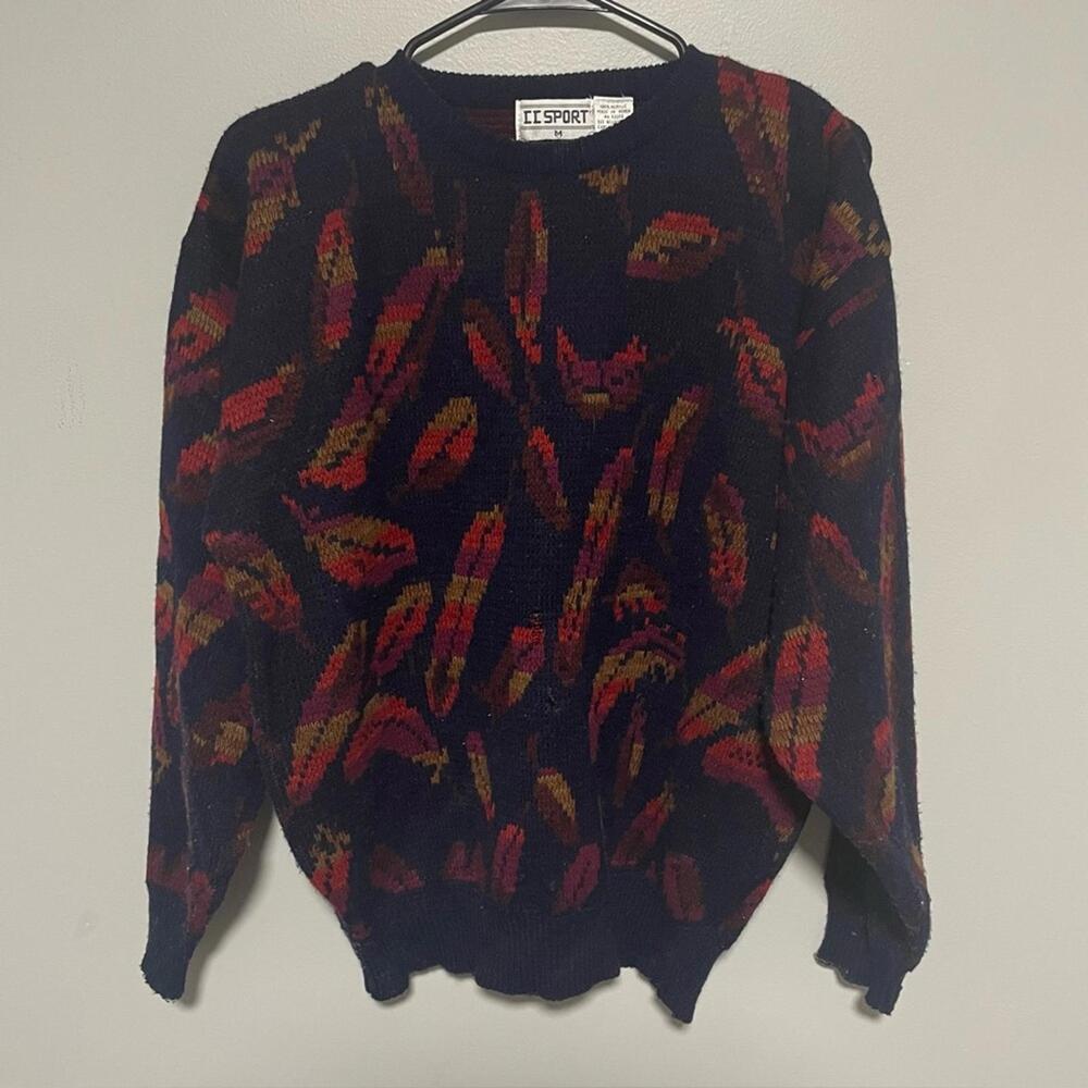 CC Sport Colorful leaf Patterned Sweater womens size medium